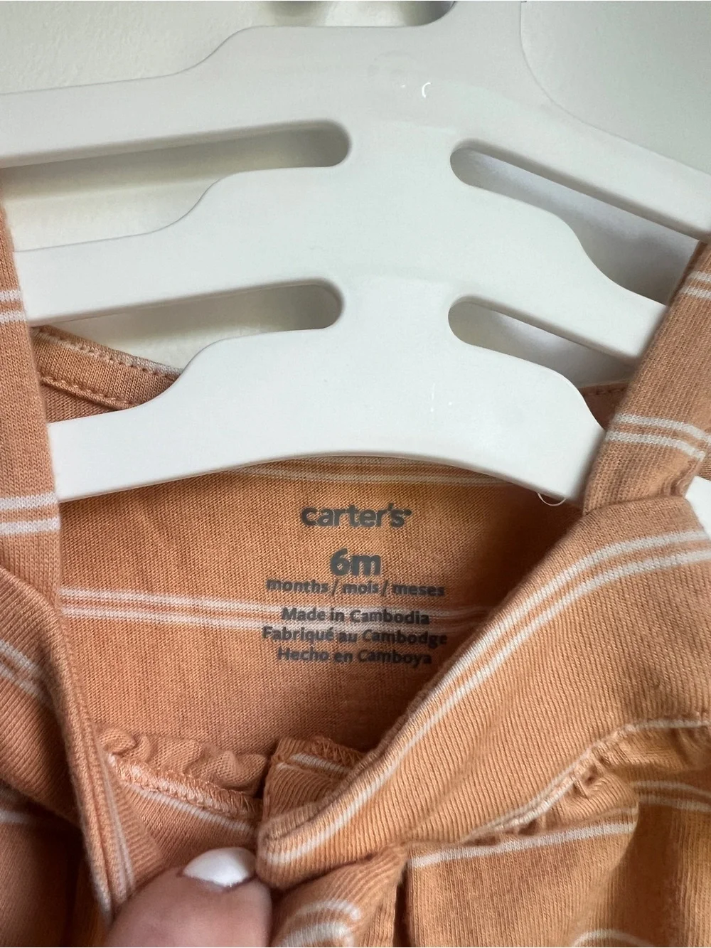 Carter’s 6M Tan & White Striped Button Front Tank Dress